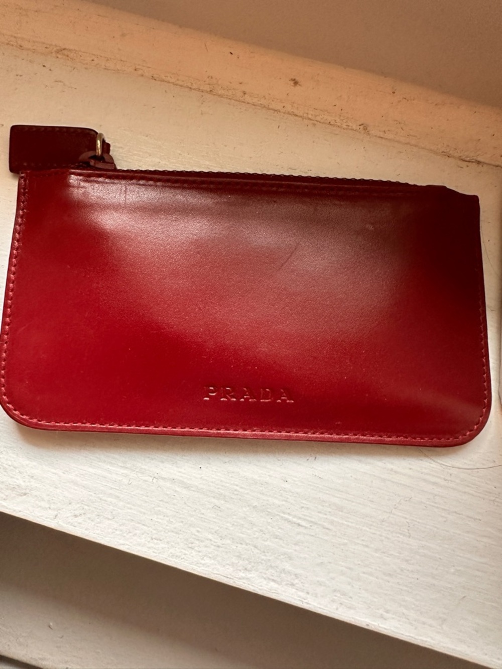 Prada Red Leather Zip Wallet